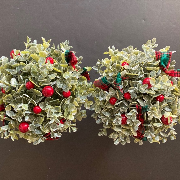 Valerie Parr Hill Set of 2 Eucalyptus Topiaries & Berries/Galvanized Pots/NEW! - Picture 3 of 3